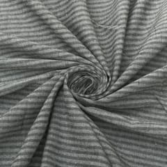 Steel Grey Striped Print Linen Cotton Fabric