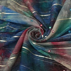 Multicoloured Galaxy Textured Gota Work Embroidery Chinon Chiffon