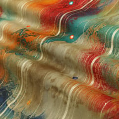 Multicoloured Ombre Textured Gota Work Embroidery Chinon Chiffon