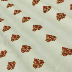 Cream with Warm Motif Embroidery Cotton Fabric