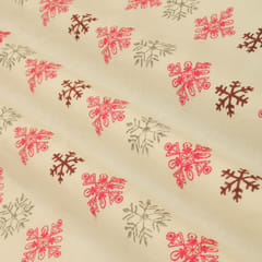 Cream Batik Print Embroidery Cotton Fabric