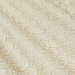 Ivory Nokia Silk Thread With Sequin Embroidery Fabric