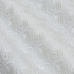 Frost White Nokia Silk Thread With Sequin Embroidery Fabric