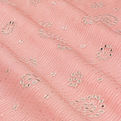 Baby Pink Georgette Floral Sequin Embroidery Fabric