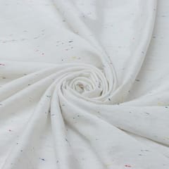 Pearl White Georgette Stripe Work Fabric