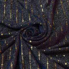 Iron Grey Shimmer Golden Work Lycra Fabric