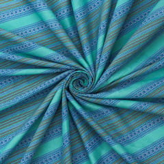 Blue Cotton Stripe Pattern Print Fabric