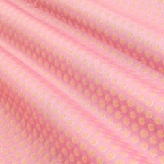 Baby Pink Brocade Gold Zari Booti Embrodiery Fabric