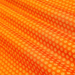 Fire Orange Brocade Gold Zari Booti Embrodiery Fabric