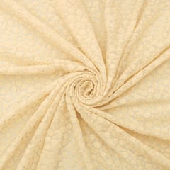 Powder White Geogette Sequin Sippi Threadwork Embroidery Fabric