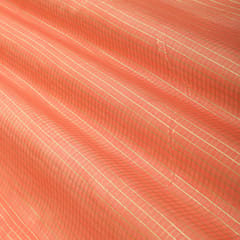 Carnation Pink Chanderi Silver Zari Lining Embrodiery Fabric