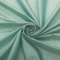 Artic Blue Chanderi Silver Zari Lining Embrodiery Fabric