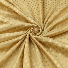 Ginger Brown Brocade Gold Zari Booti Embroidery Fabric