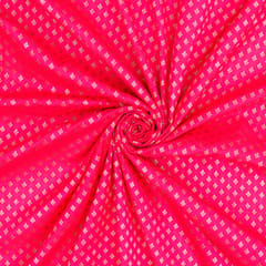 Rani Pink Brocade Dim Gold Zari Booti Embroidery Fabric