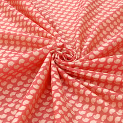 Pink Chanderi Big Paan Jacquard Fabric