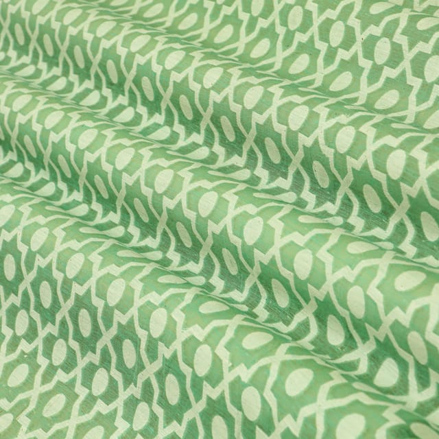 Green Chanderi Floral Jacquard Fabric