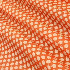 Tiger Orange Chanderi Big Paan Jacquard Fabric