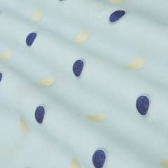 Sky Blue Chanderi Booti Embroidery Fabric
