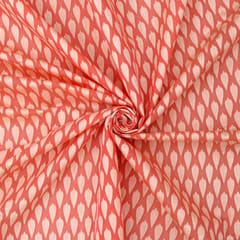 Flamingo Pink Chanderi Big Paan Jacquard Fabric