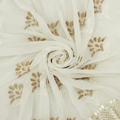 Daffodil White Sequins Embroidery Georgette