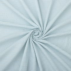 Powder Blue and White Striped Print Bubble Cotton