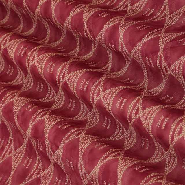 Magenta Pink and White Motif Printed Chanderi Handloom