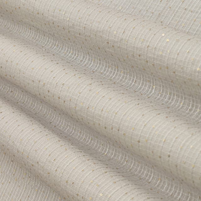 Antique White Kota Check Sequin Embroidery Fabric
