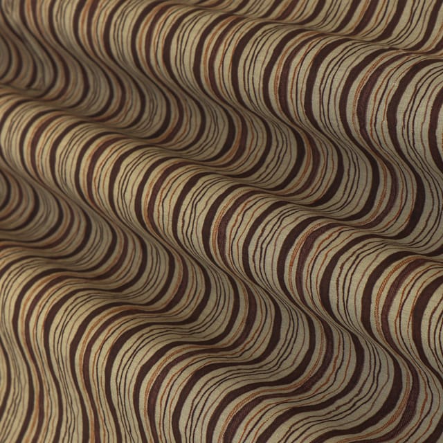Brown Chanderi Stripe Print Fabric