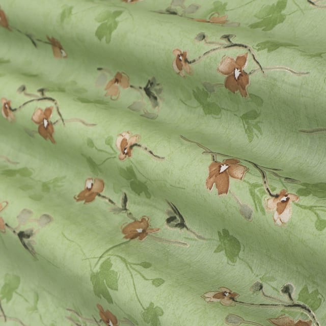 Mint Green Chanderi Floral Foil Print Fabric