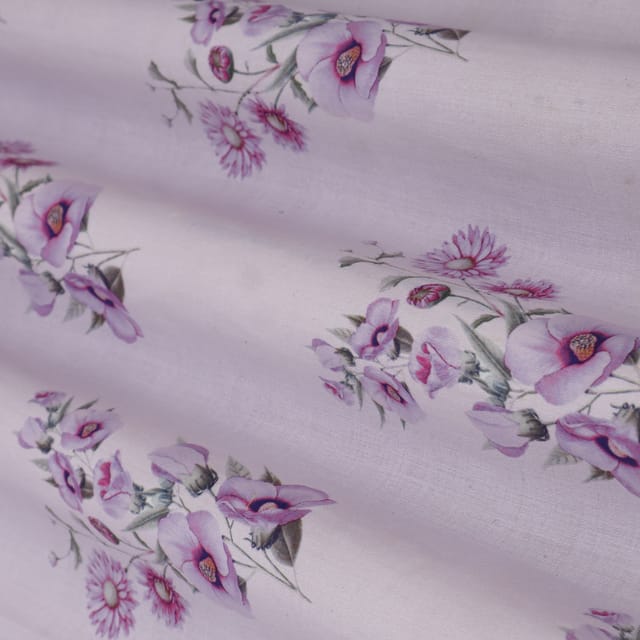 Lilac Glace Cotton Floral Print Fabric