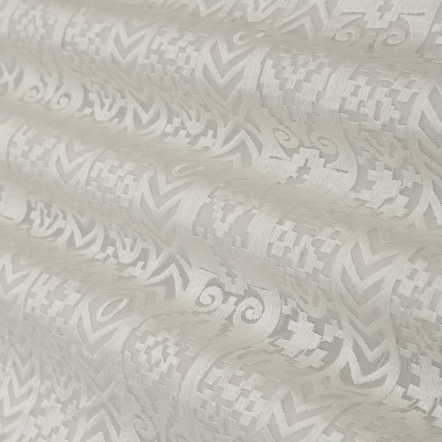 White Georgette Floral Embroidery Fabric