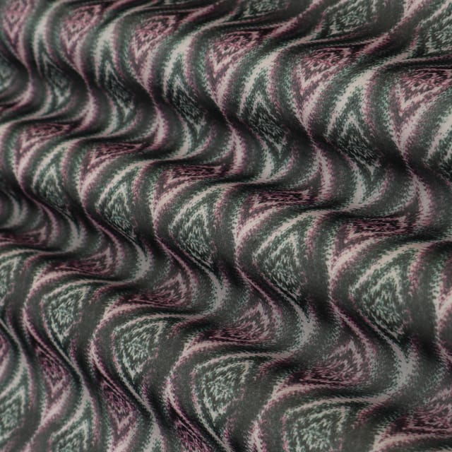 Deep Gray & Purple Organza Ikat Pattern Print Fabric