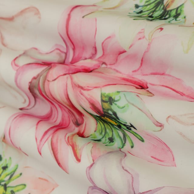 Creole Pink Organza Floral Print Fabric