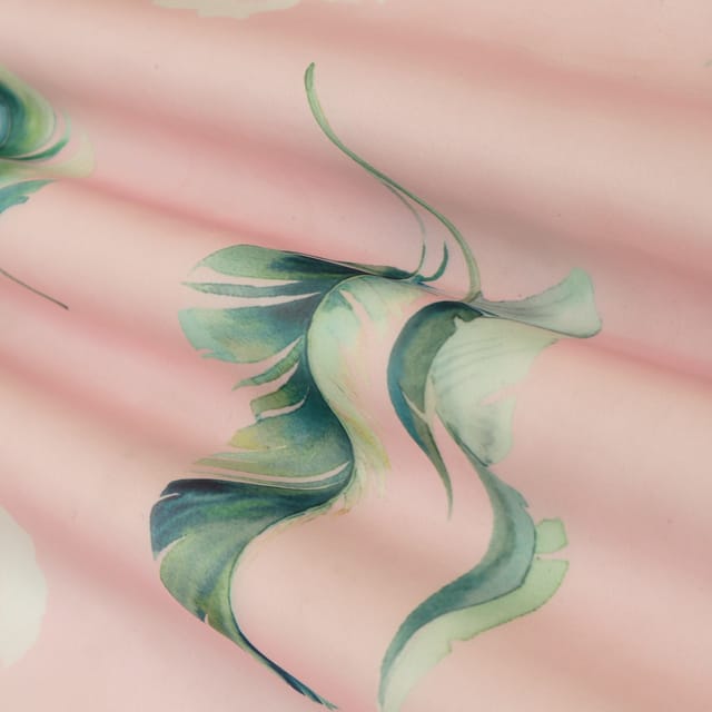 Seashell Pink Organza Floral Print Fabric