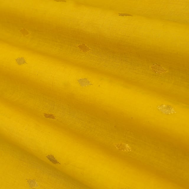 Mustard Yellow Shimmering Kora Cotton Lurex Fabric