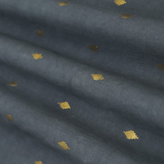Charcoal Grey Shimmering Kora Cotton Lurex Fabric
