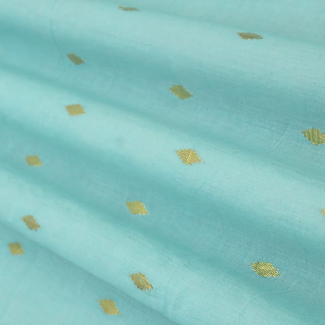 Powder Blue Shimmering Kora Cotton Lurex Fabric