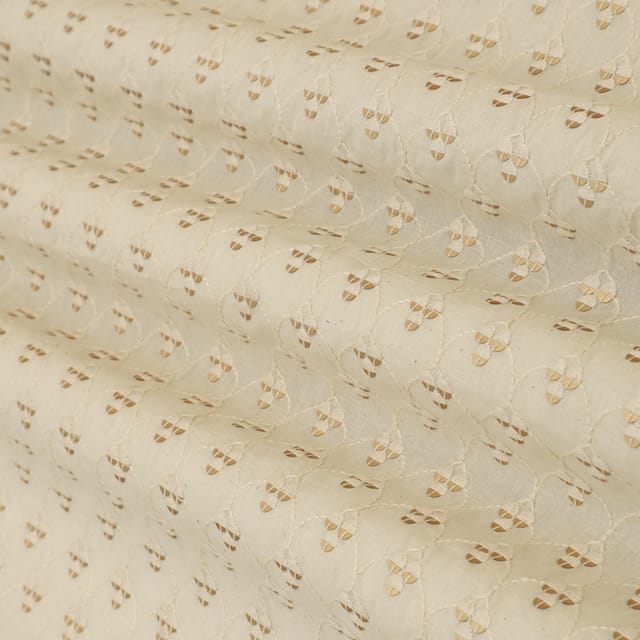 Oat Brown Cotton Sequin Embroidery Fabric