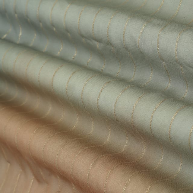Gray Georgette Stripe Gota Jacquard Fabric