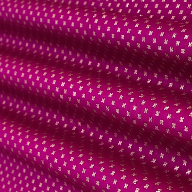 Persian Purple Pauri Brocade Silver Zari Booti Work Fabric