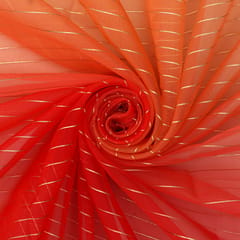 Fire Orange & Tart Red Organza Lurex Fabric