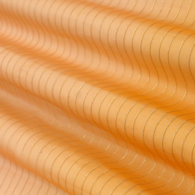 Dijon Yellow & Tiger Orange Organza Lurex Fabric