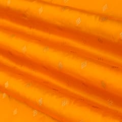 Orange Pure Tanchui Motif Zari Work Embroidery Fabric