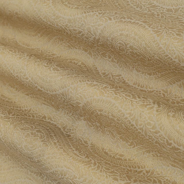 Sand Brown Munga Dim Golden Zari Work Brocade Fabric