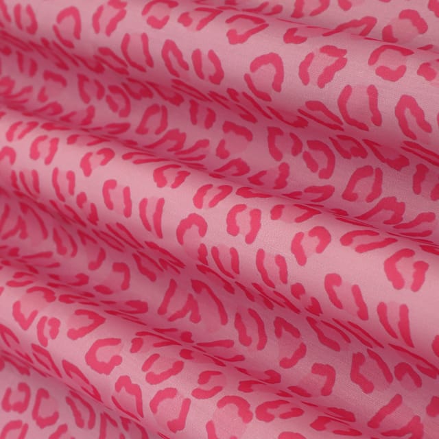 Bubblegum Pink Linen Satin Digital Print Fabric