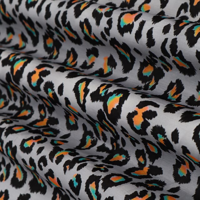 Porpoise Gray Linen Satin Digital Print Fabric