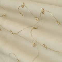 Ivory Organza Floral Beads Embroidery Fabric
