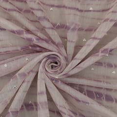 Purple Mulmul Cotton Tie & Dye Print Floral Sequin Embroidery Fabric