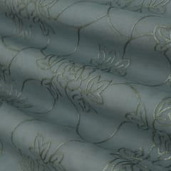 Anchor Gray Chanderi Silk Floral Sequin Embroidery Fabric