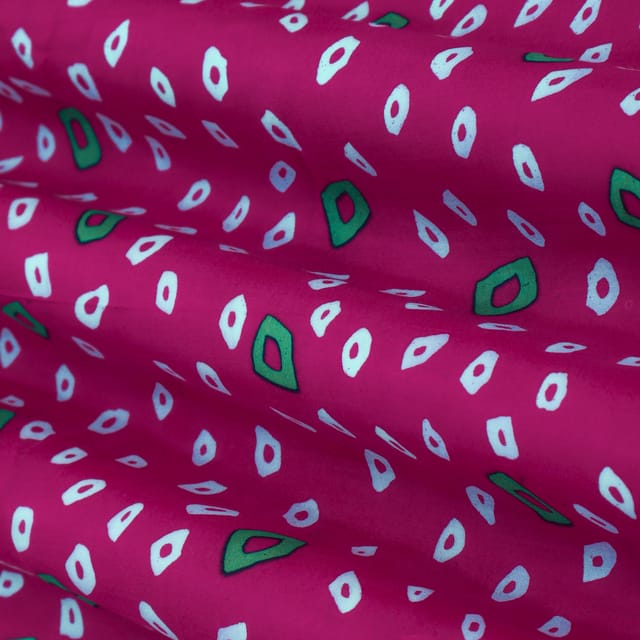 Dark Pink Muslin Bandhani Digital Print Fabric